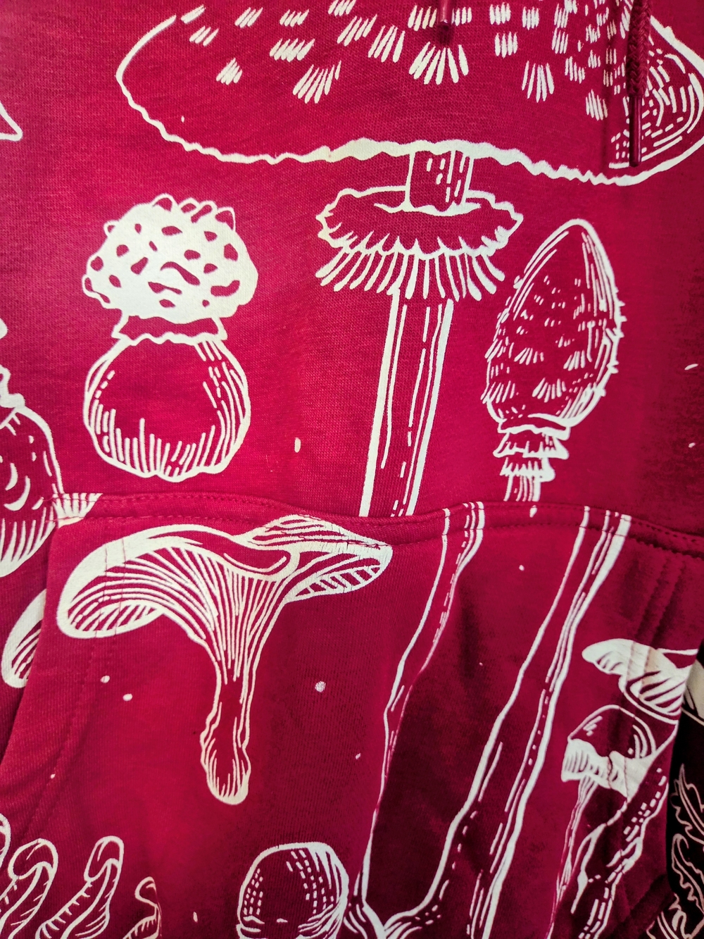 Maroon Hoodie with Cream Mushroom Print - Picture 8 of 12